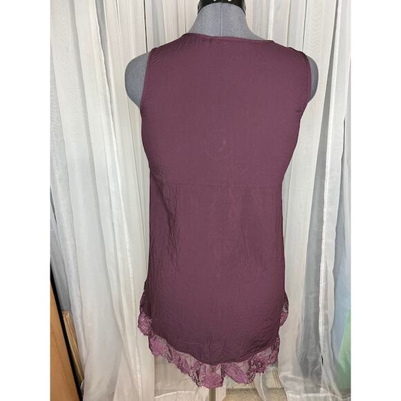 Soft Surroundings tank top lace sides hem purple - Picture 4 of 8
